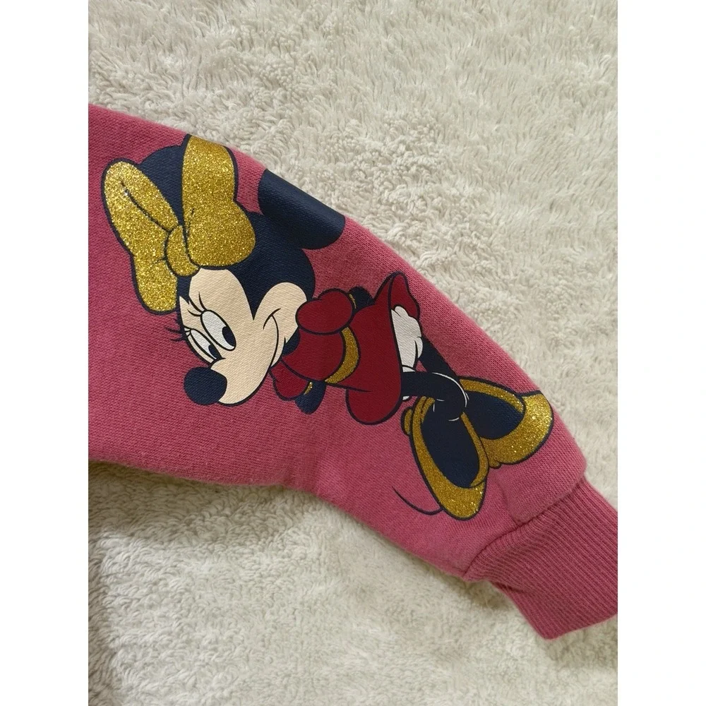 Disney Minnie Mouse Pink Full Zip-Up‎ Jacket Toddler 2T Bow Ears